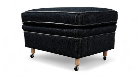 Duresta ‘McMann’ Navy Fabric Footstool on Caster Legs