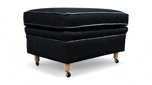 Duresta ‘McMann’ Navy Fabric Footstool on Caster Legs