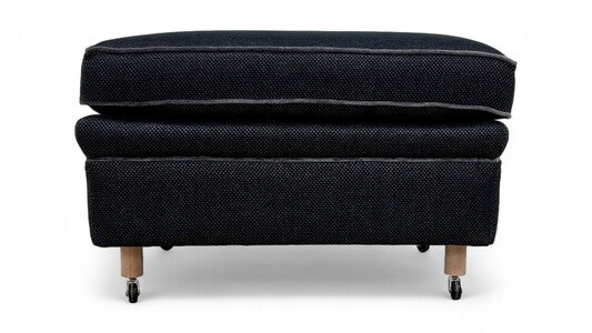 Duresta ‘McMann’ Navy Fabric Footstool on Caster Legs