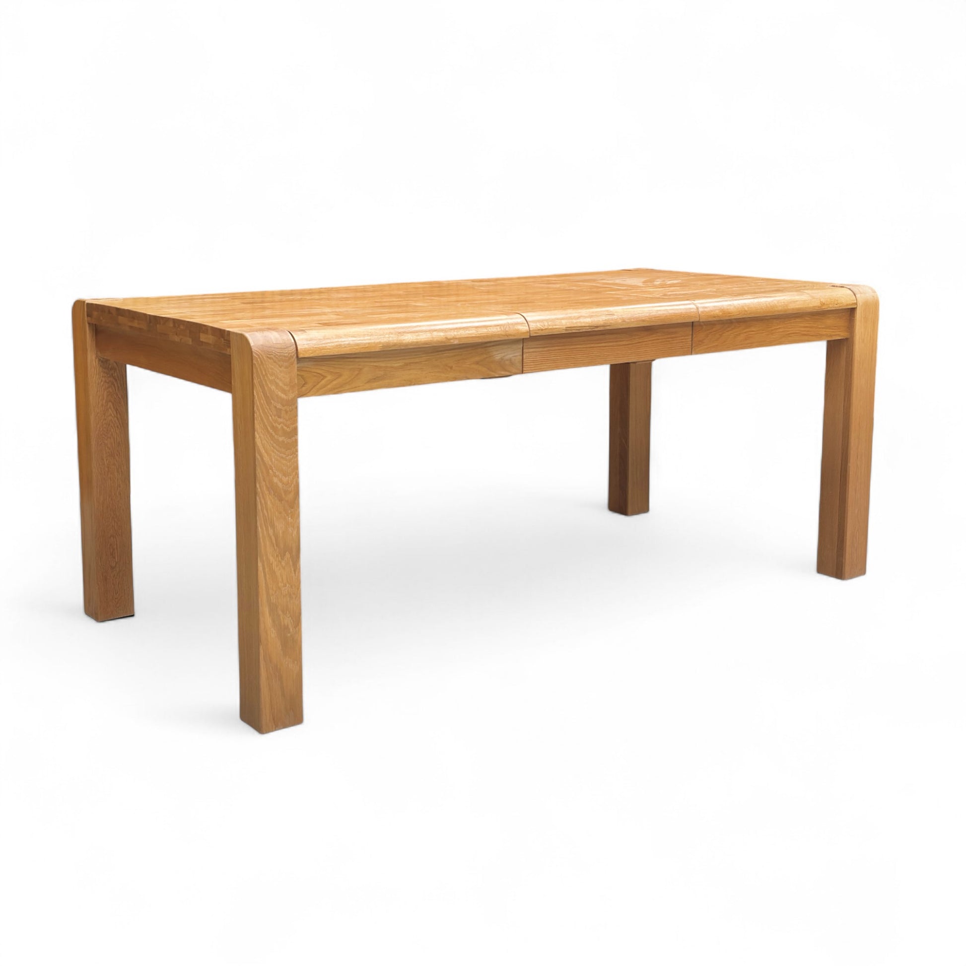 Full view of the rectangular 'Bakerloo' Small Solid Oak Wooden Dining Table, showcasing its natural finish and modern design.