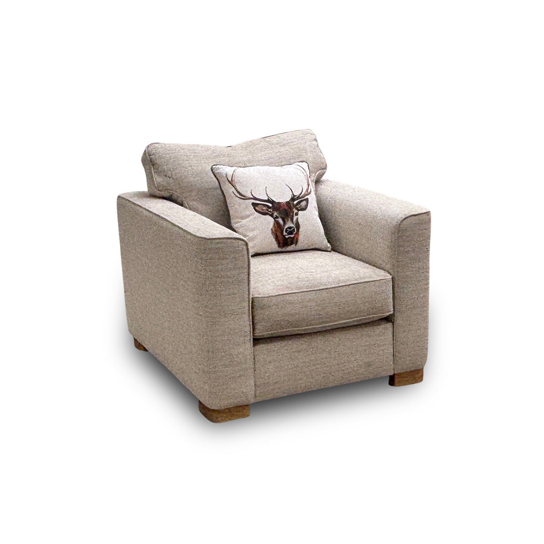 ‘Elora’ Stone Woven Fabric Standard Armchair