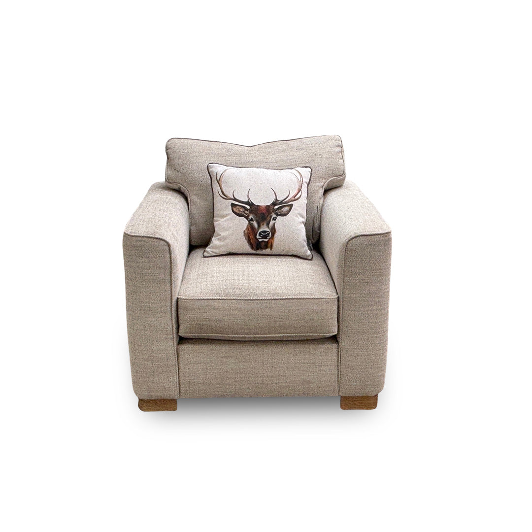 ‘Elora’ Stone Woven Fabric Standard Armchair