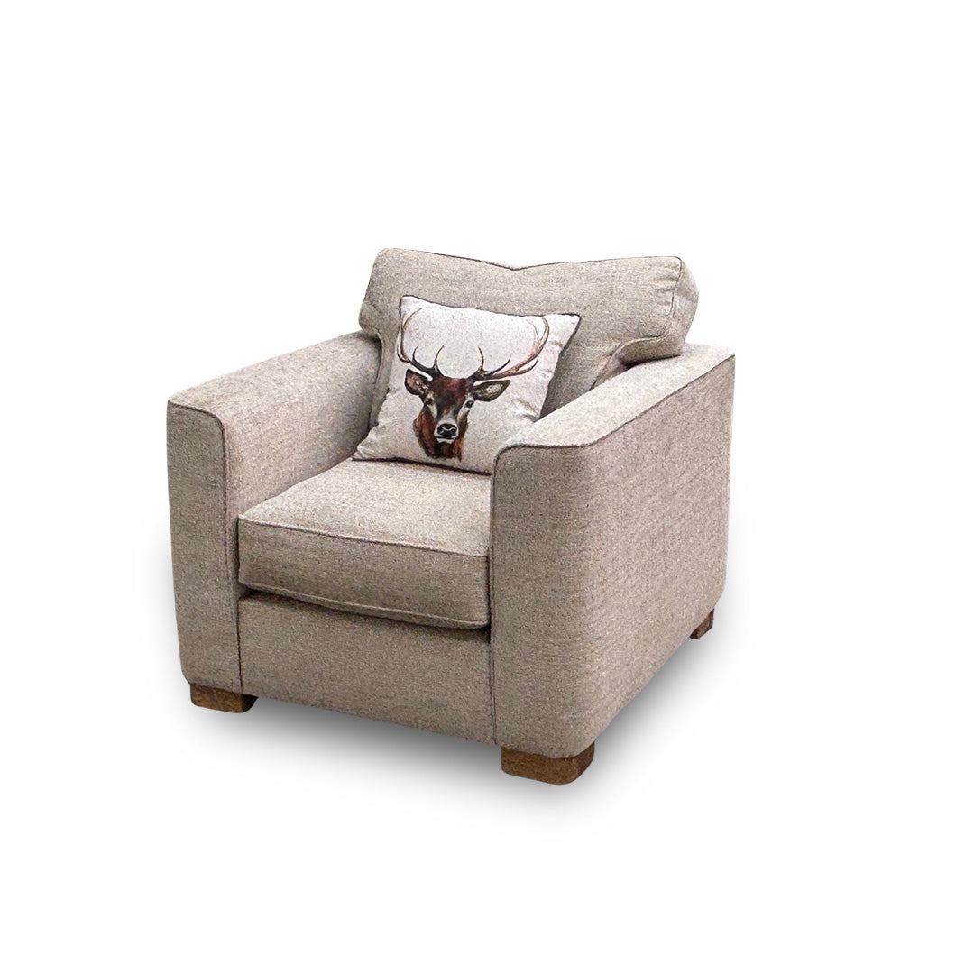 ‘Elora’ Stone Woven Fabric Standard Armchair