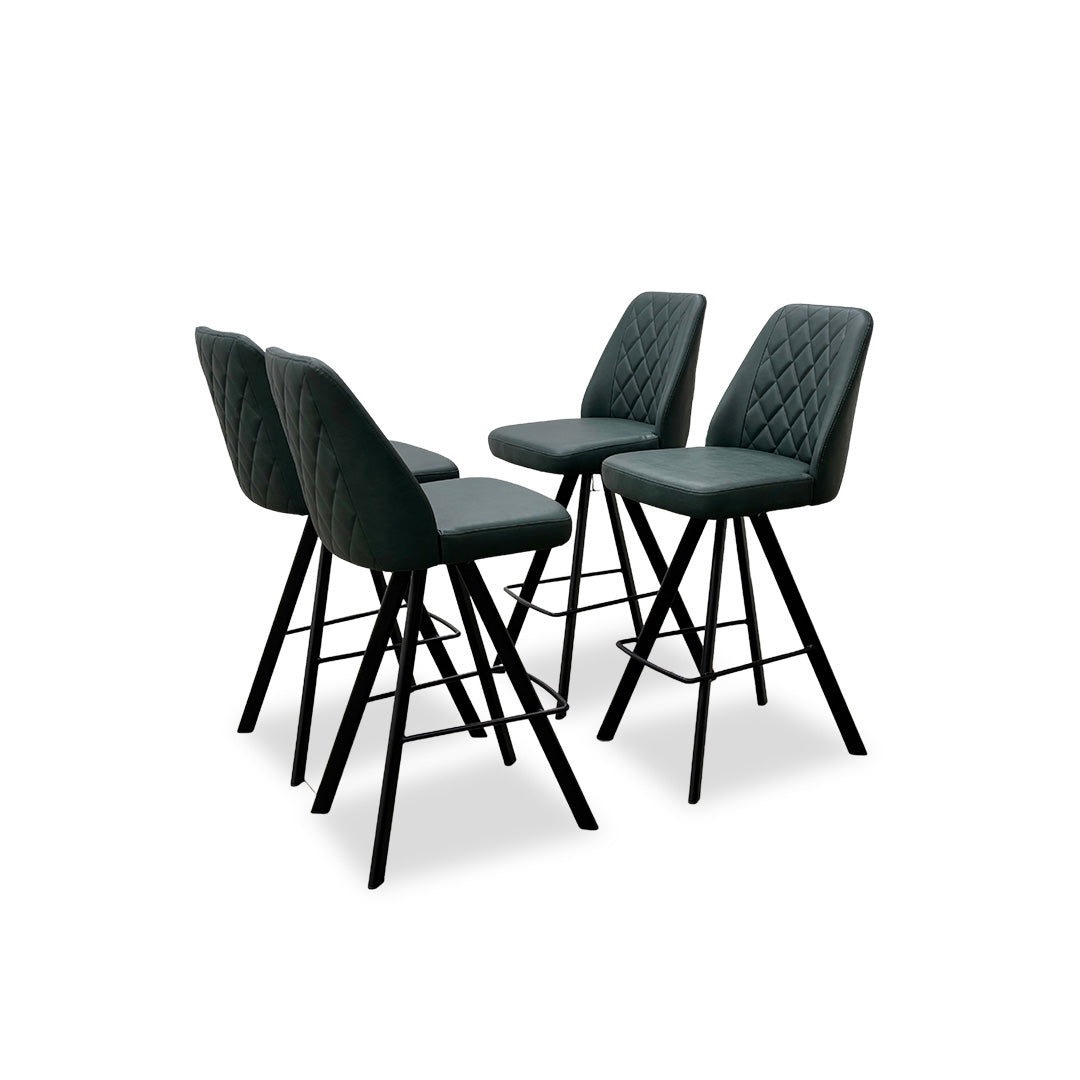 ‘Mars’ Set of 4 Green Faux Leather Swivel Bar Stools