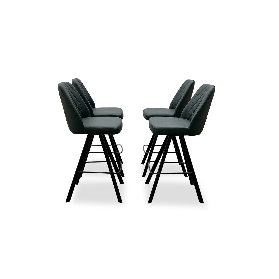 ‘Mars’ Set of 4 Green Faux Leather Swivel Bar Stools