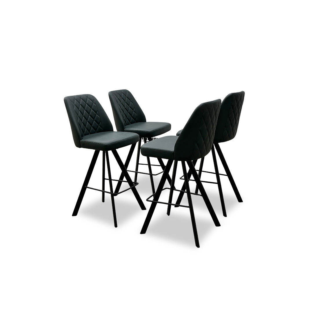 ‘Mars’ Set of 4 Green Faux Leather Swivel Bar Stools