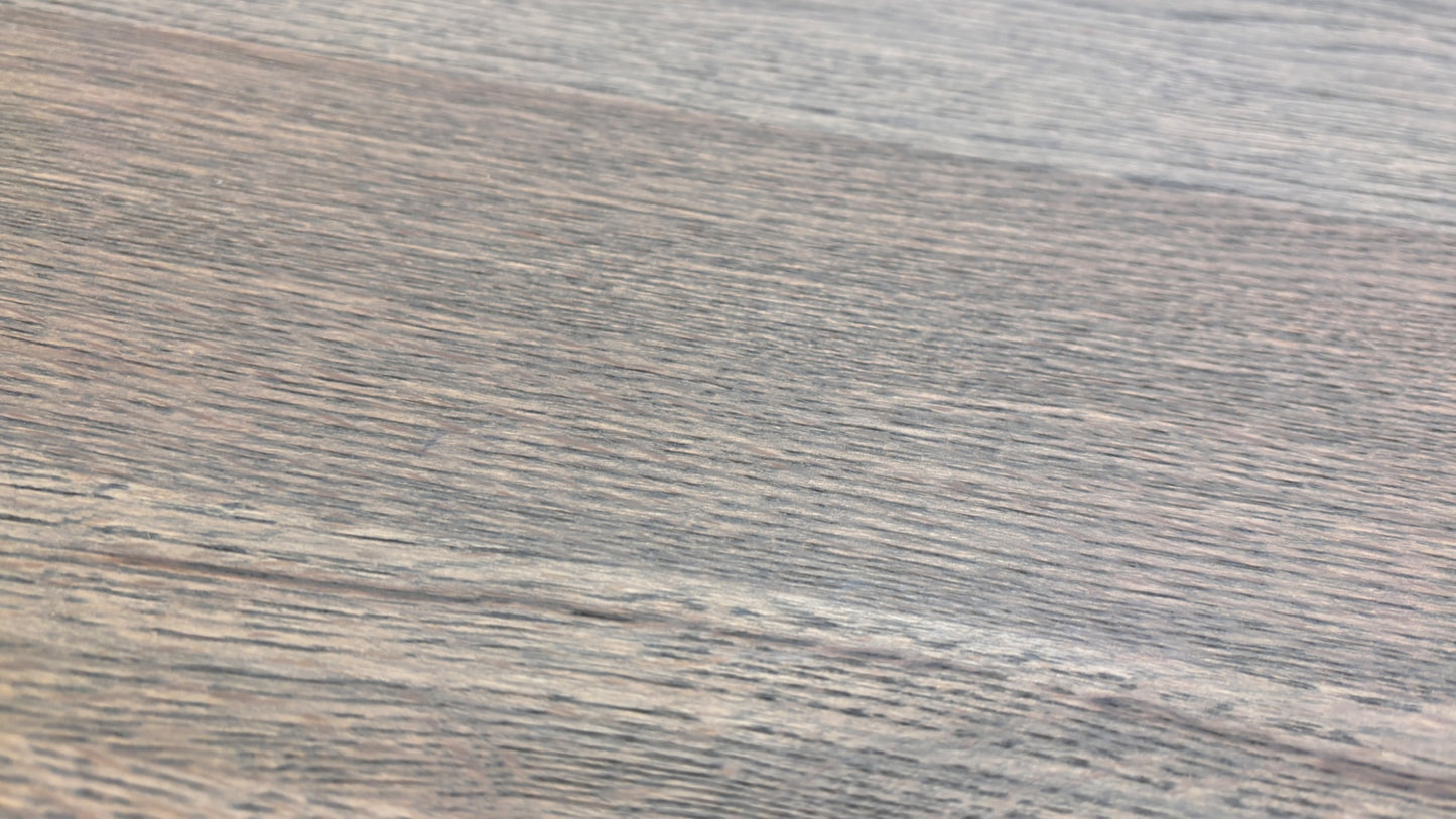 Compact 'Terra' Vintage Grey Oak Raw Edge Dining Table with U-Shaped Legs