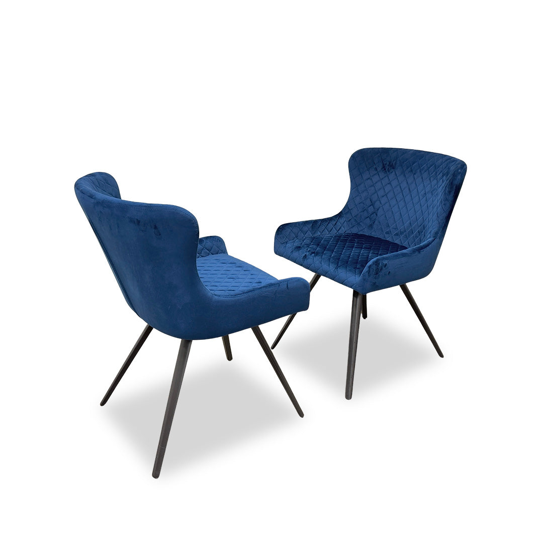 ‘Messina’ Royal Blue Velvet Set of 2 Dining Chairs