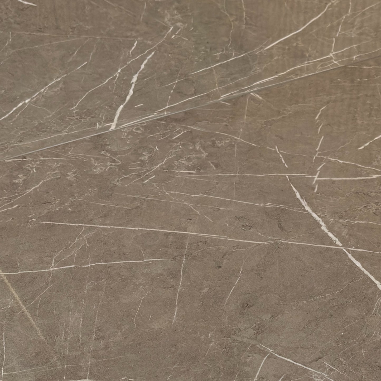 Close-up view of the unique, grooved wood pedestal base with a sophisticated matt finish.