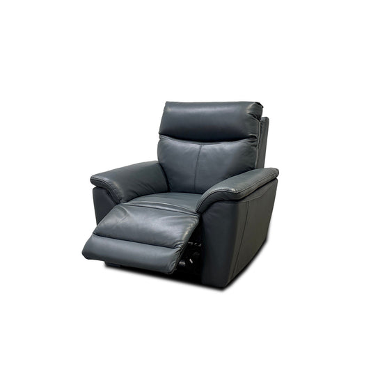 'Micah' Peacock Power Recliner Leather Armchair with Power Headrest