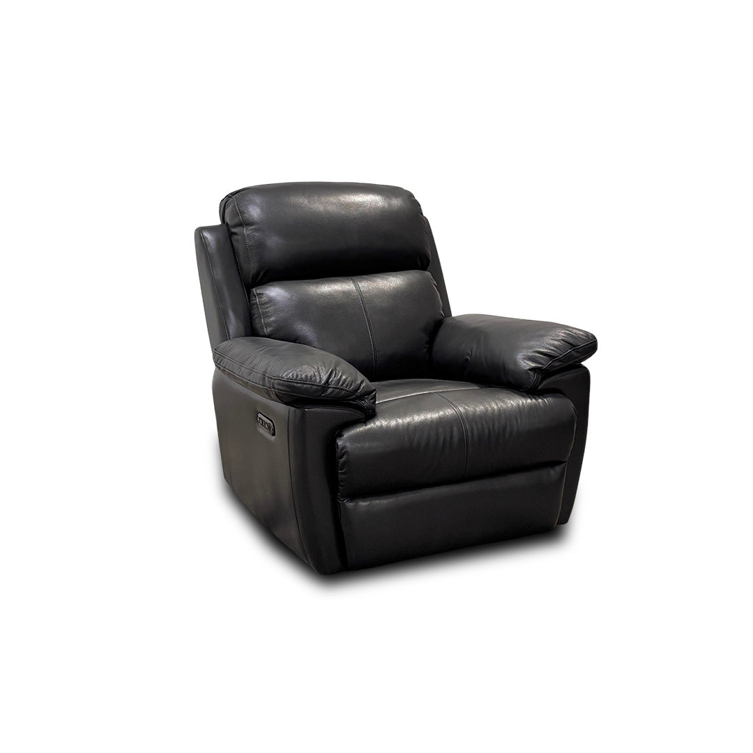 'Blair' Charcoal Grey Florida Leather Power Recliner Chair with Power Headrests