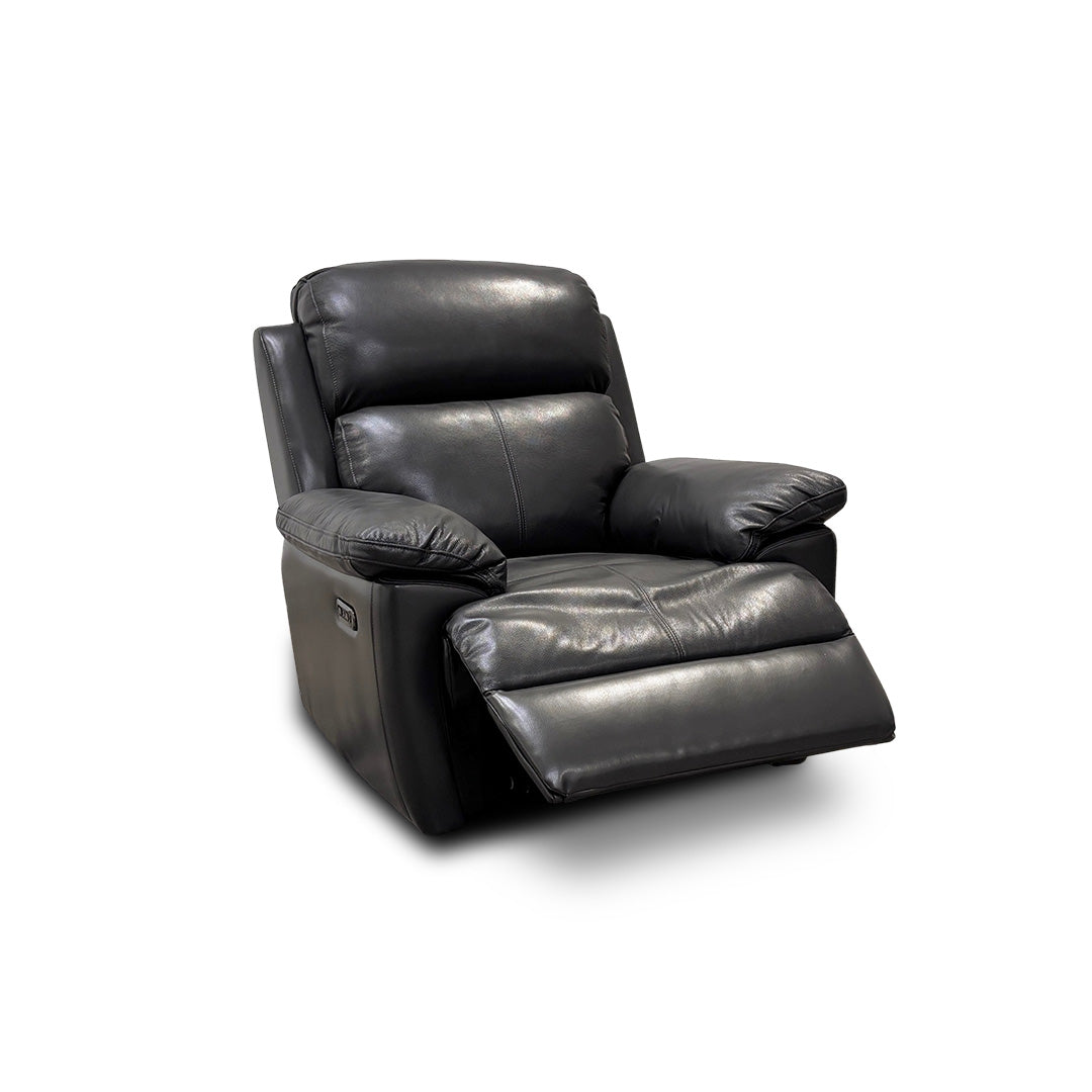 'Blair' Charcoal Grey Florida Leather Power Recliner Chair with Power Headrests