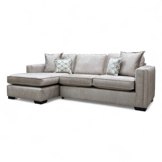Chelsea Beige Vogue Velvet Large Left Hand Facing Open End Corner Chaise sofa, a modern and elegant sofa for living spaces.
