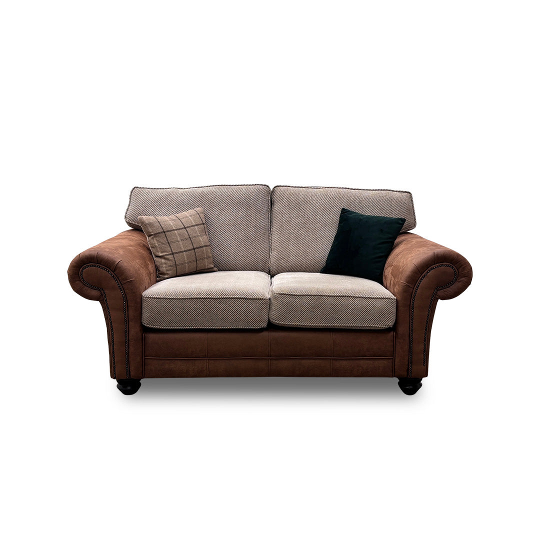 'Marshall' Oatmeal Pattern Sultan Fabric 2 Seater Standard Back Sofa