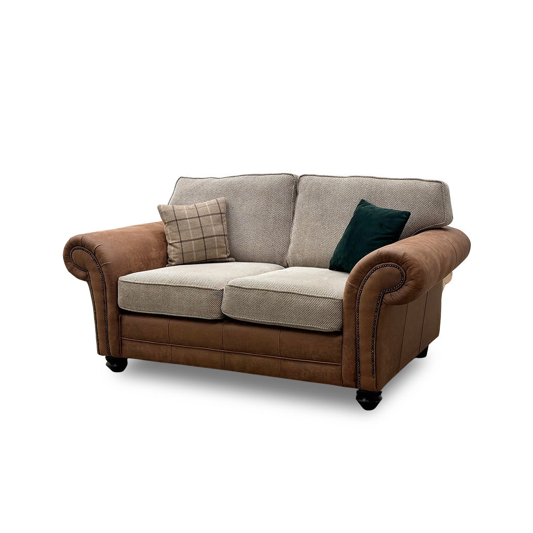'Marshall' Oatmeal Pattern Sultan Fabric 2 Seater Standard Back Sofa