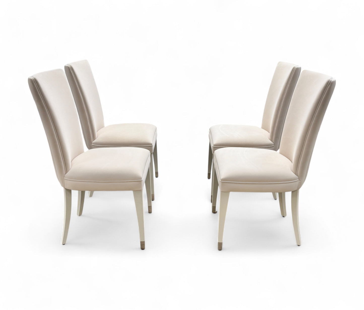 ‘Riviera’ Beige Velvet Silver Tipped Legs Set of 4 Dining Chairs