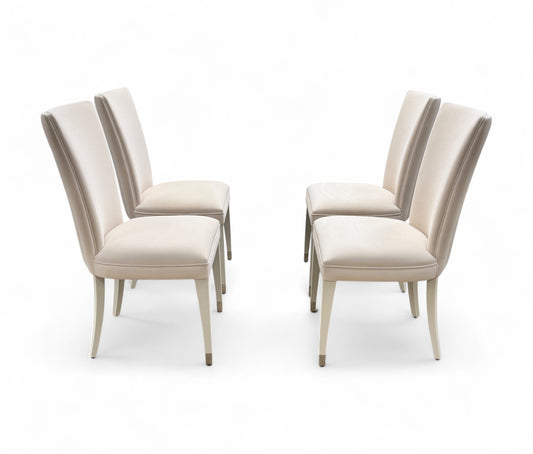 ‘Riviera’ Beige Velvet Silver Tipped Legs Set of 4 Dining Chairs