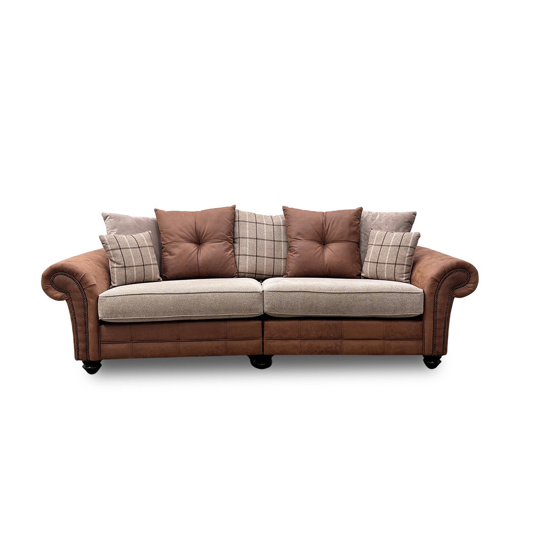 'Marshall' Oatmeal Sultan Fabric Split 4 Seater Scatter Back Sofa