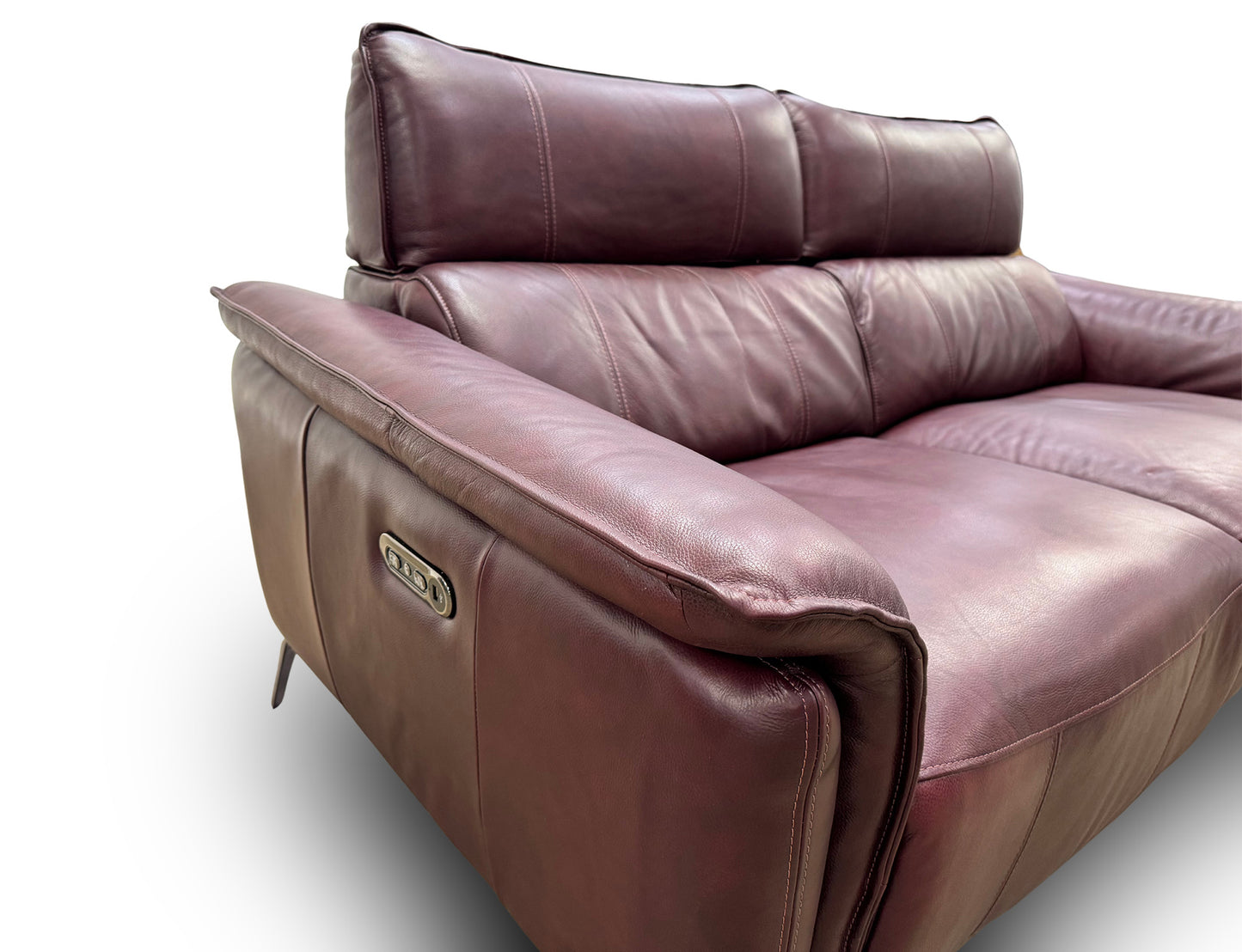 ‘Jude’ Montana Ruby 3 Seater Leather Power Recliner Sofa with Telescopic Headrests