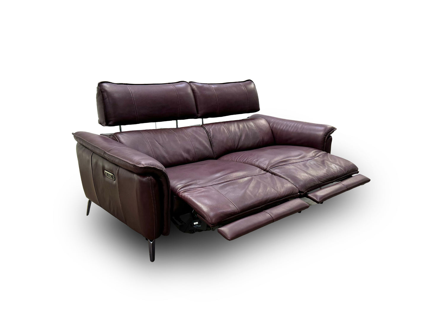 ‘Jude’ Montana Ruby 3 Seater Leather Power Recliner Sofa with Telescopic Headrests