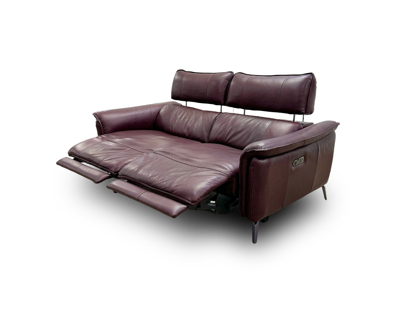 ‘Jude’ Montana Ruby 3 Seater Leather Power Recliner Sofa with Telescopic Headrests