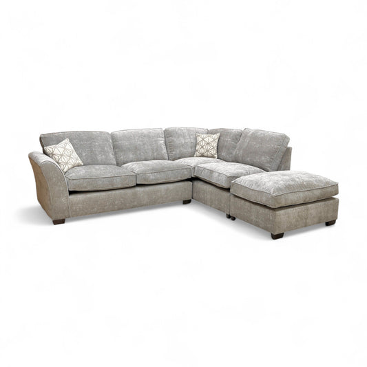 Angled view of the ‘Rosie’ Right Hand Facing Open End Chaise Corner Sofa, showing the full truffle chenille fabric corner configuration.