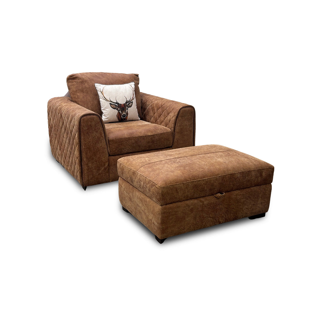 'Host' Grand Outback Ranch 342000 Quilted Arm Cuddler Chair with Large Storage Footstool