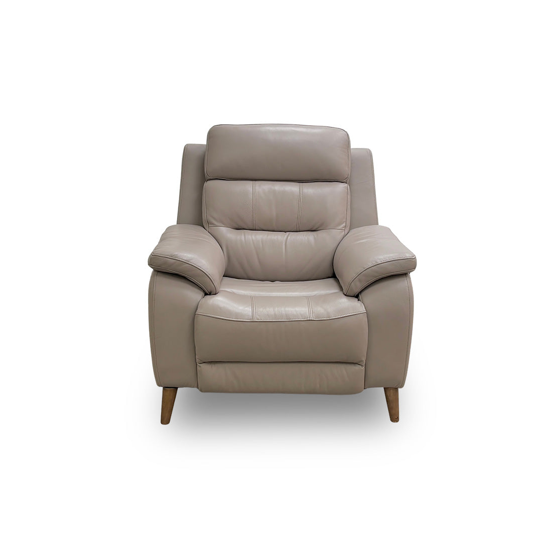 'Miller' Oyster Leather Power Recliner Armchair with Power Headrests