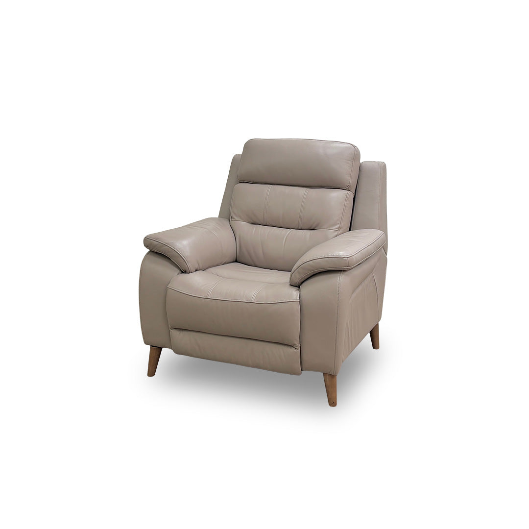 'Miller' Oyster Leather Power Recliner Armchair with Power Headrests