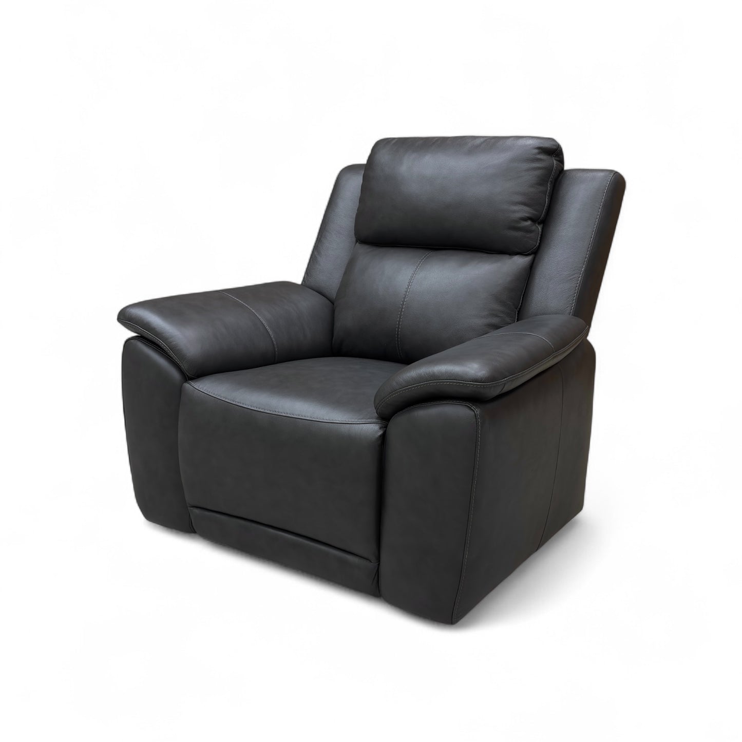 A rear view of the armchair, showing the finished back and the smooth curve of the backrest.