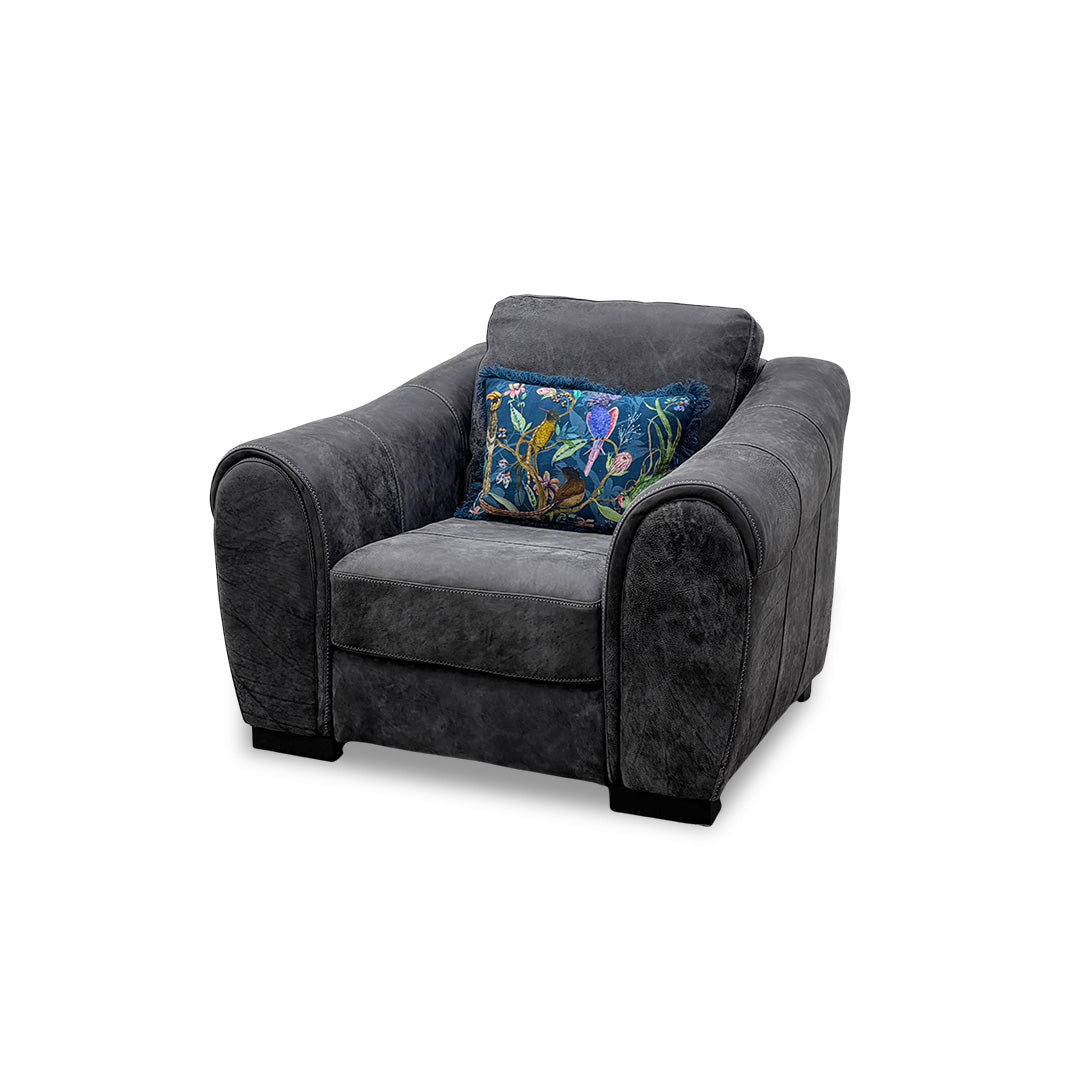'Galleria' Utah Grey Leather Cuddler Chair