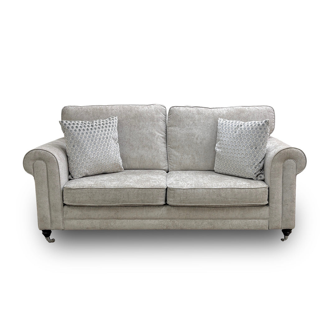 'Melody' Natural Chenille Fabric 3 Seater Sofa