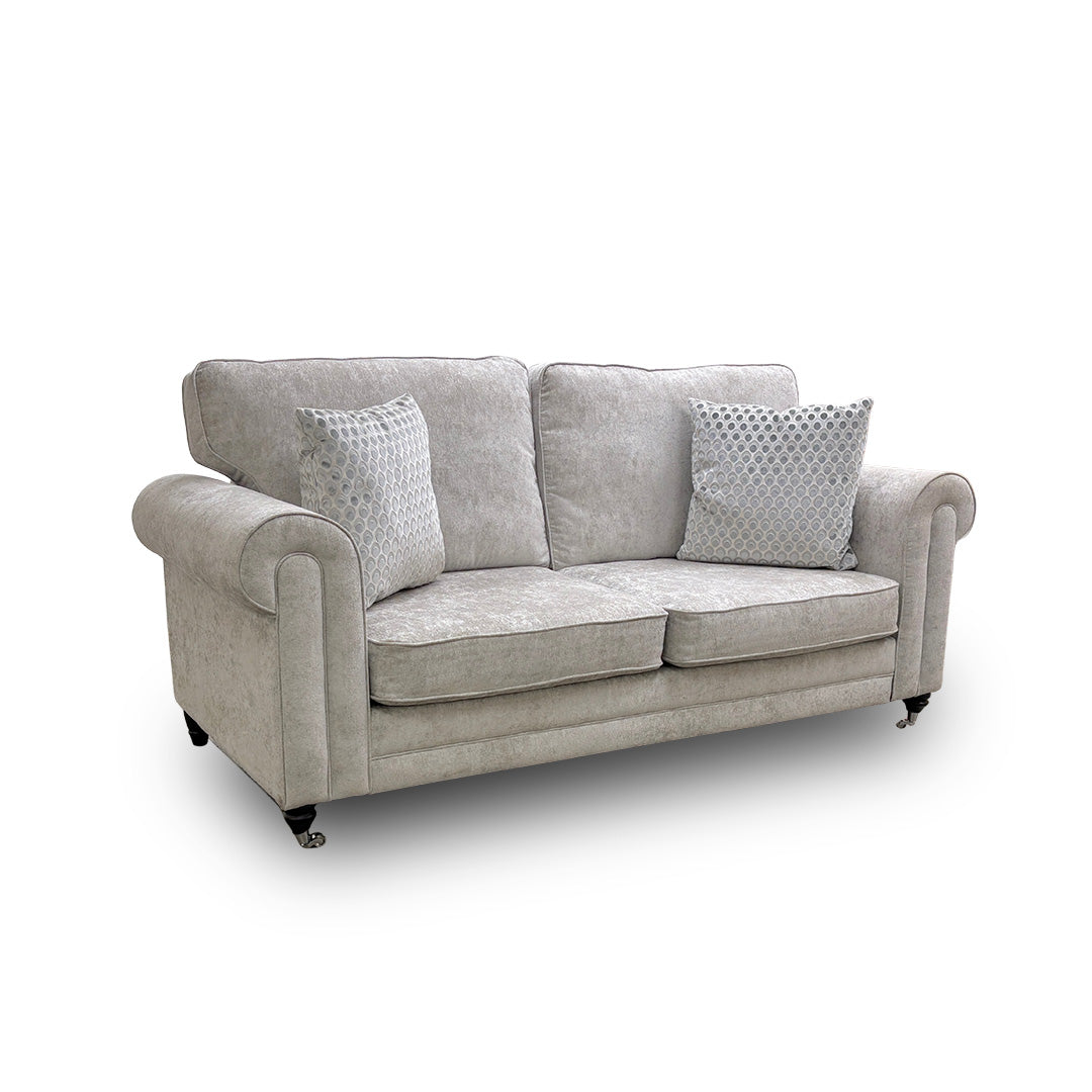'Melody' Natural Chenille Fabric 3 Seater Sofa