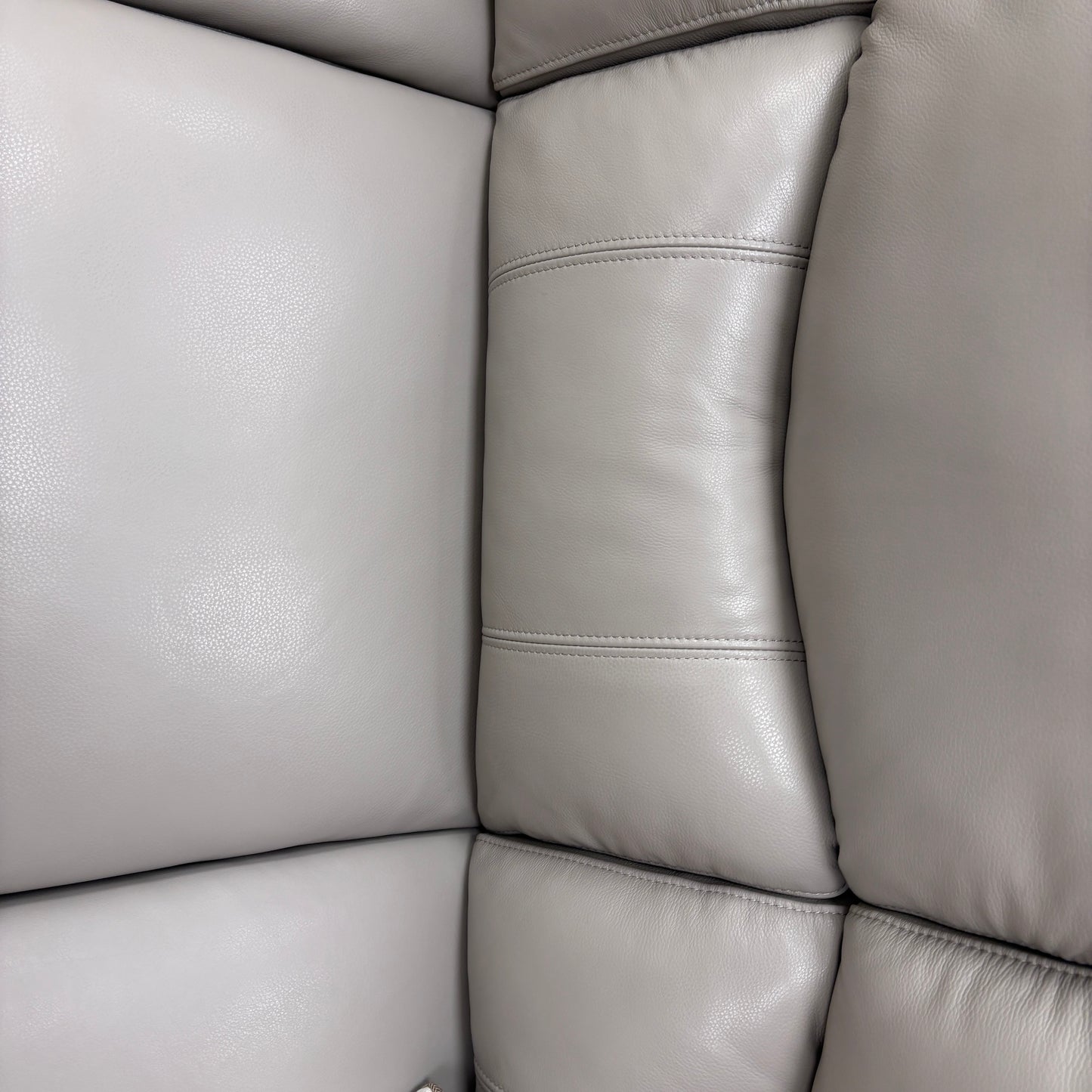 'Evelyn' Lead Grey Leather Manual Recliner 3 Seater Sofa with Storage Footstool