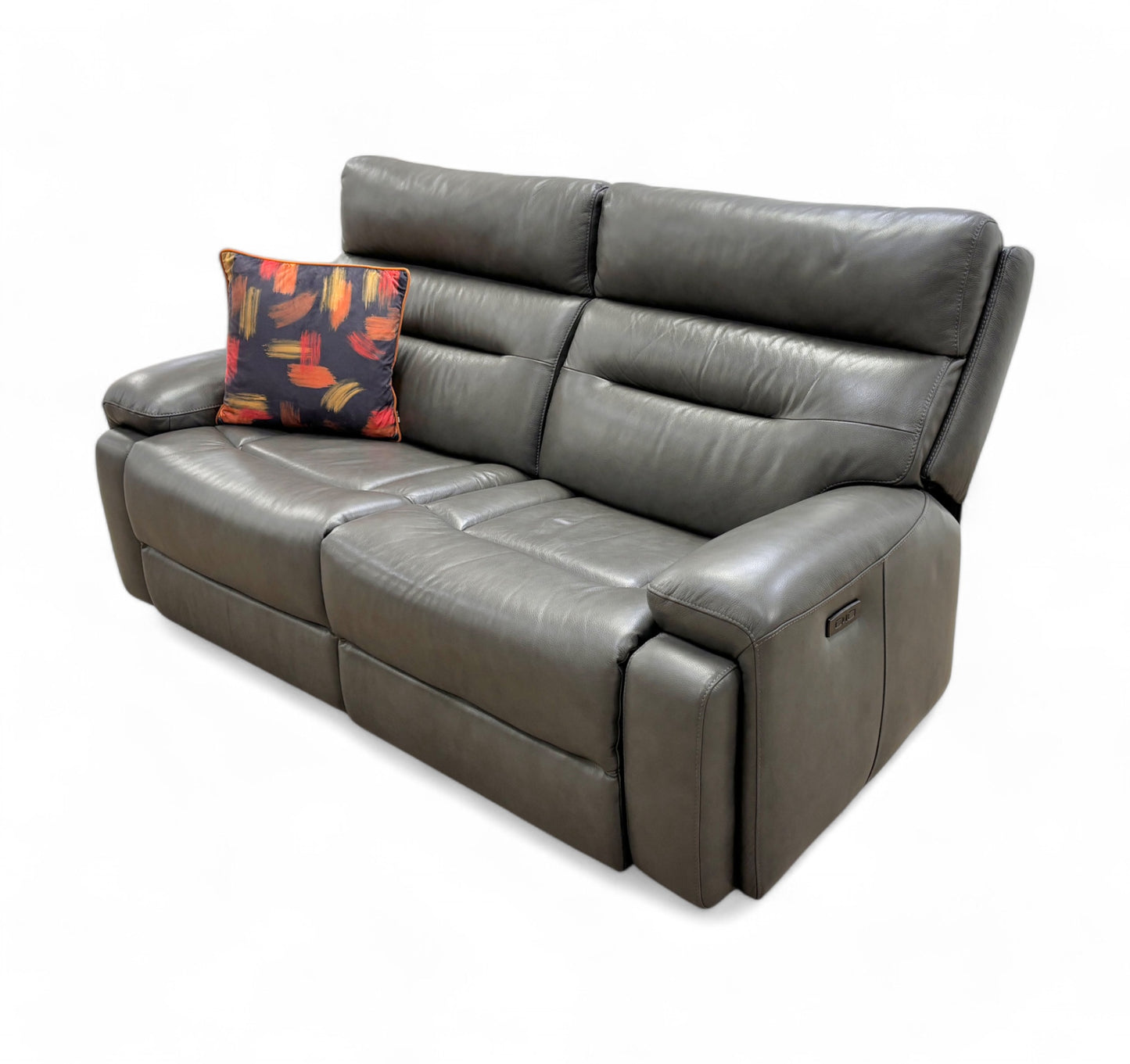 ‘Cinemax’ Le-9308 Grey 3 Seater Leather Power Recliner Sofa