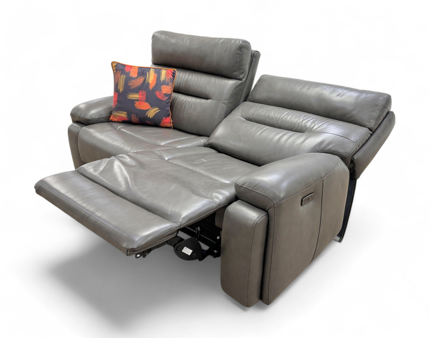 ‘Cinemax’ Le-9308 Grey 3 Seater Leather Power Recliner Sofa