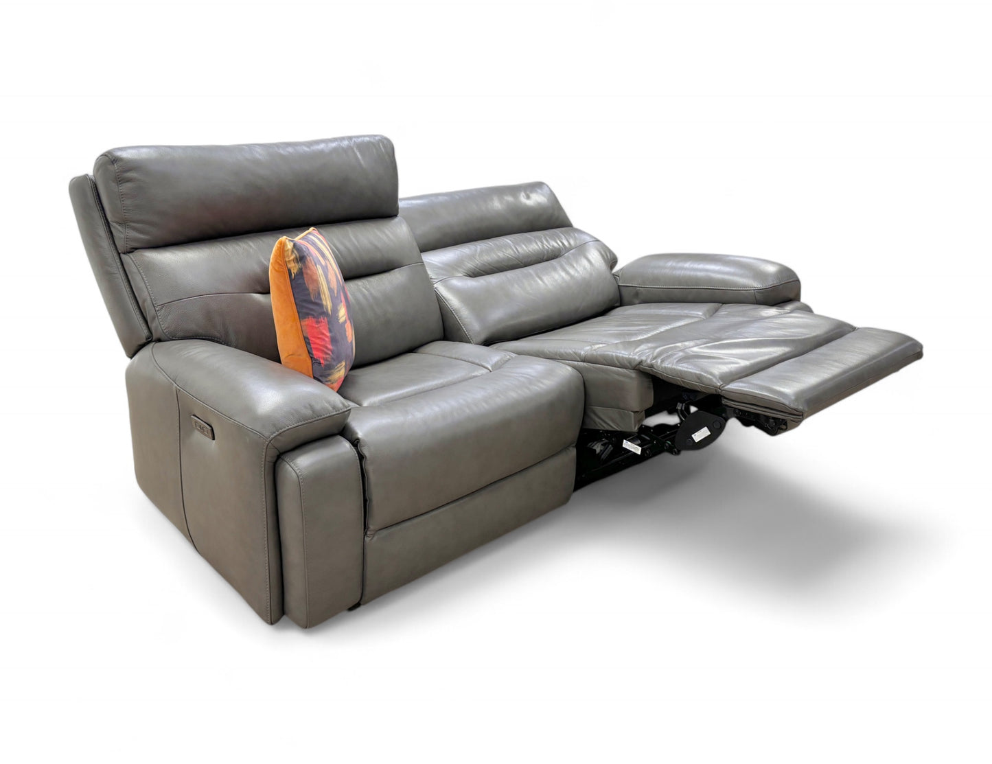 ‘Cinemax’ Le-9308 Grey 3 Seater Leather Power Recliner Sofa