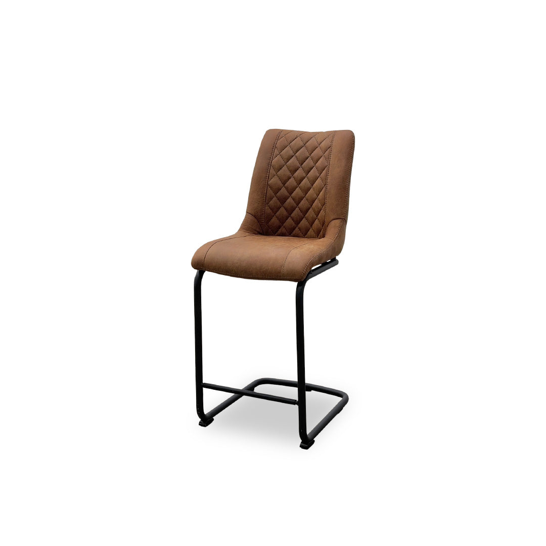 'Baltimore' Terra Cognac Faux Leather Cantilever Bar Stool