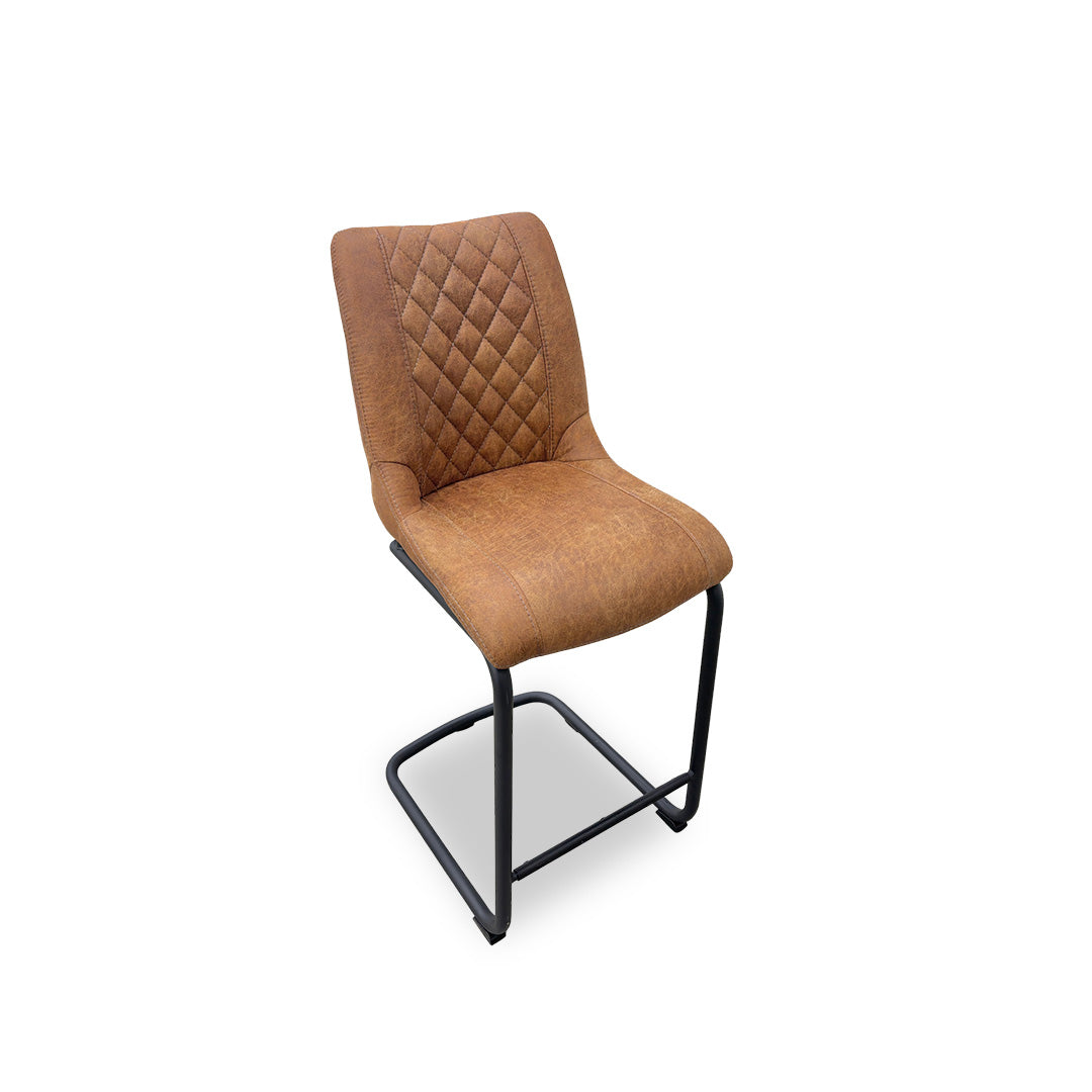 'Baltimore' Terra Cognac Faux Leather Cantilever Bar Stool