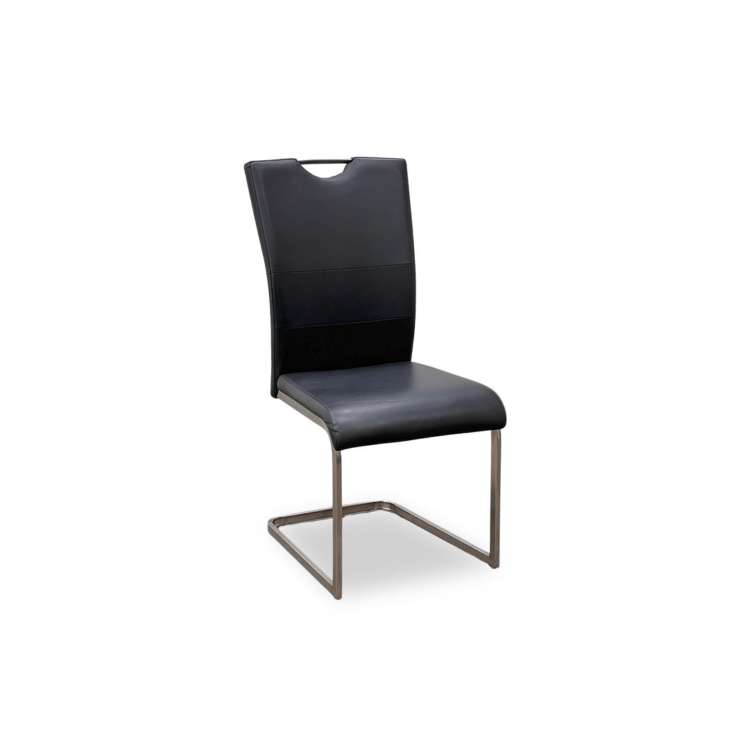 'Bianco' Charcoal Faux Leather Cantilever Dining Chair