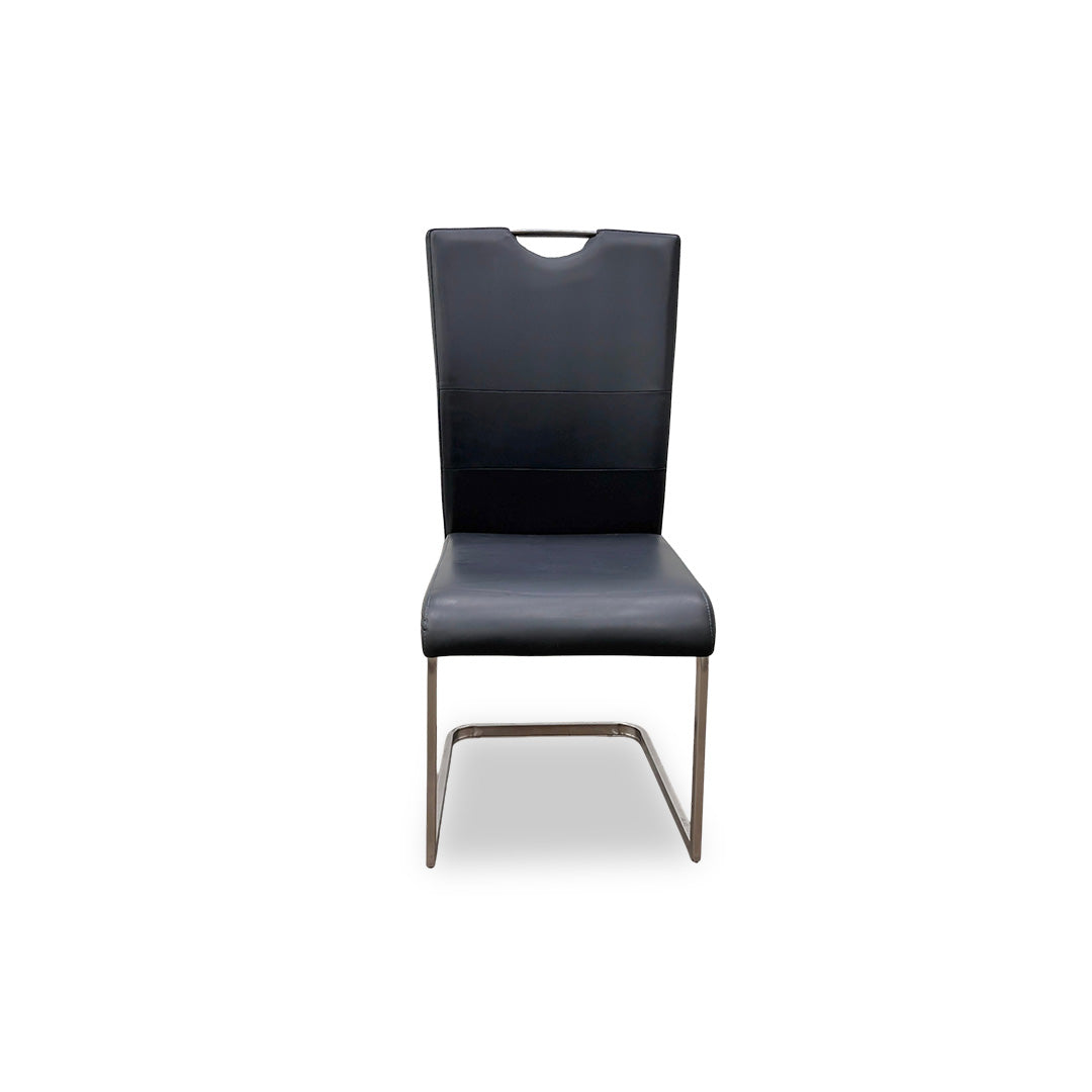 'Bianco' Charcoal Faux Leather Cantilever Dining Chair