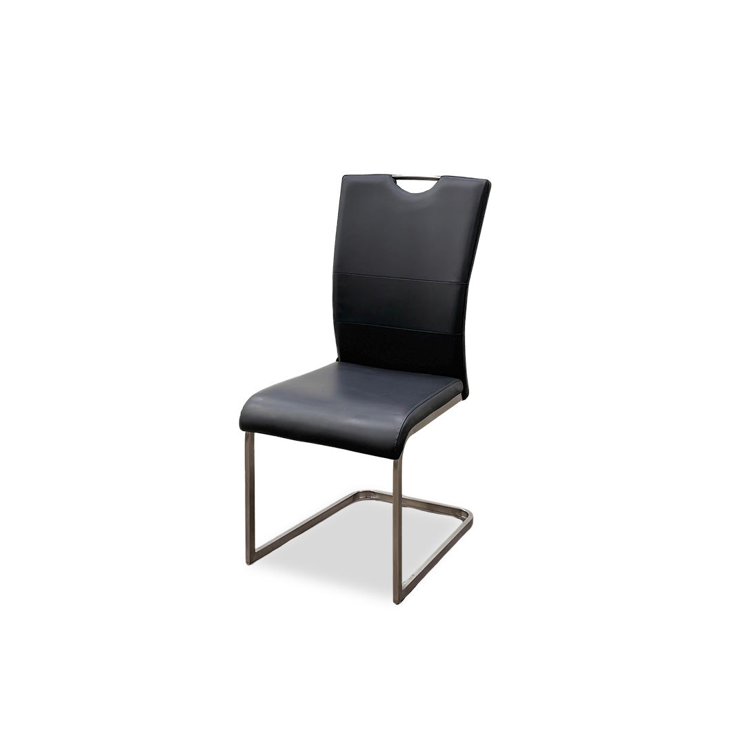 'Bianco' Charcoal Faux Leather Cantilever Dining Chair