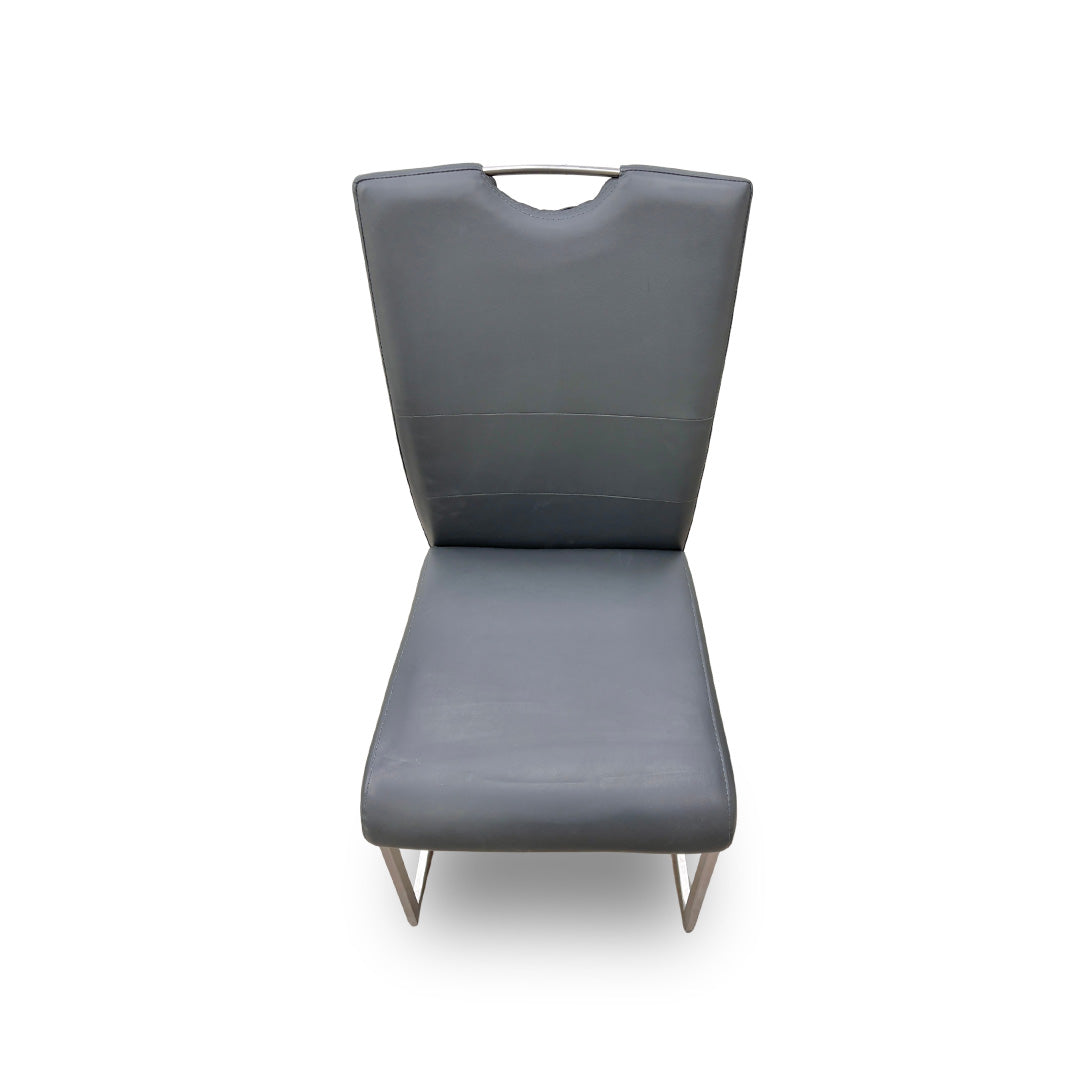'Bianco' Charcoal Faux Leather Cantilever Dining Chair