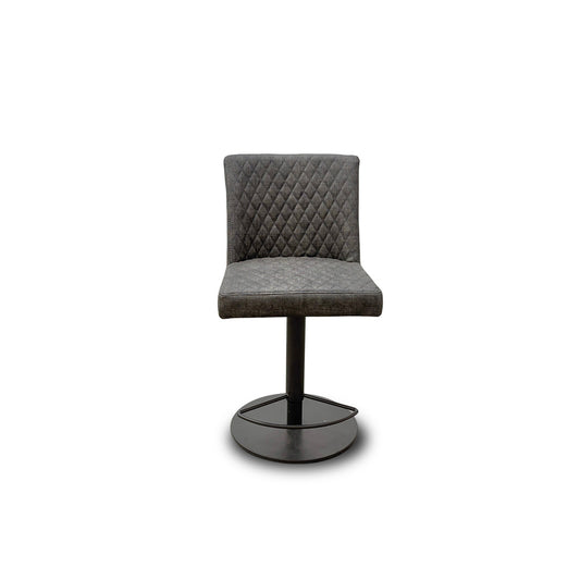 'Earth' Graphite Grey Faux Leather Swivel Bar Stool