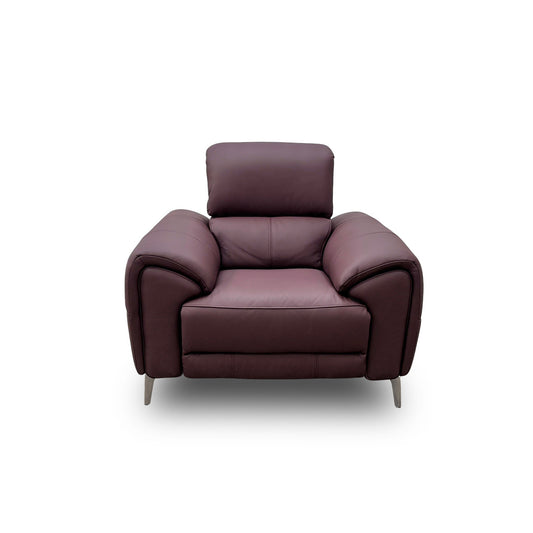 'Vino' Cat-40/30 Oslo Mulberry Leather Power Recliner Chair with Power Headrest and Heater Seat