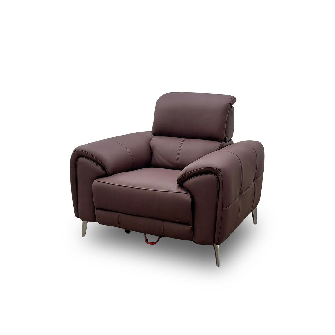 'Vino' Cat-40/30 Oslo Mulberry Leather Power Recliner Chair with Power Headrest and Heater Seat