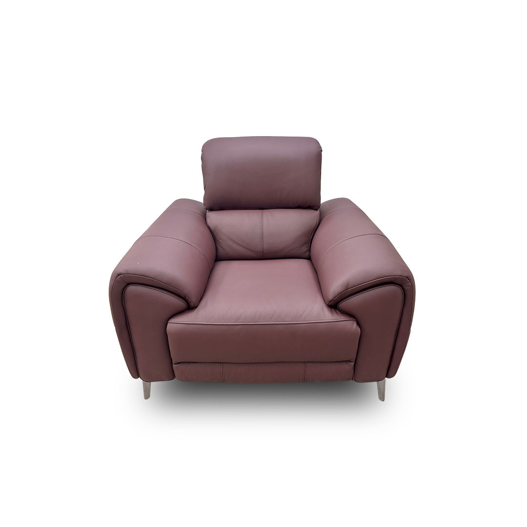 'Vino' Cat-40/30 Oslo Mulberry Leather Power Recliner Chair with Power Headrest and Heater Seat
