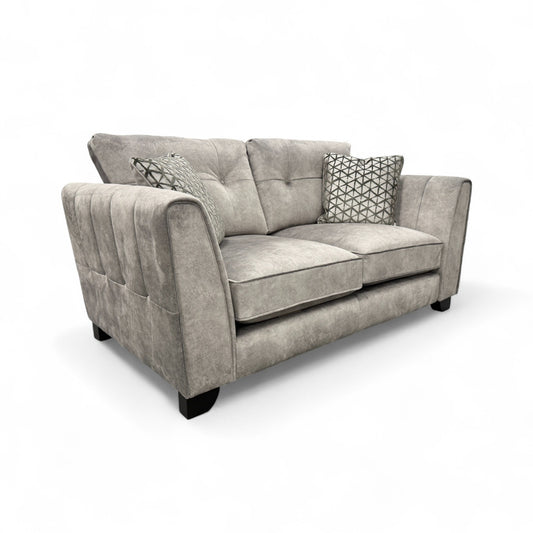 'Mariah' Dapple Silver-Tri No Insert Velvet Classic Back 2 Seater Sofa (Ariana)