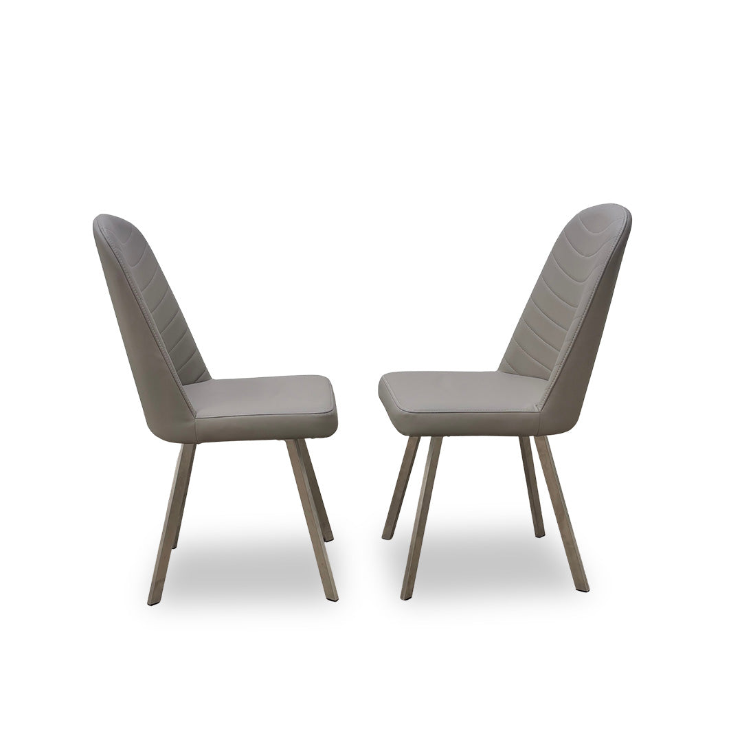 'Evolution' Grey Faux Leather Upholstery Dining Chair - Set of 2