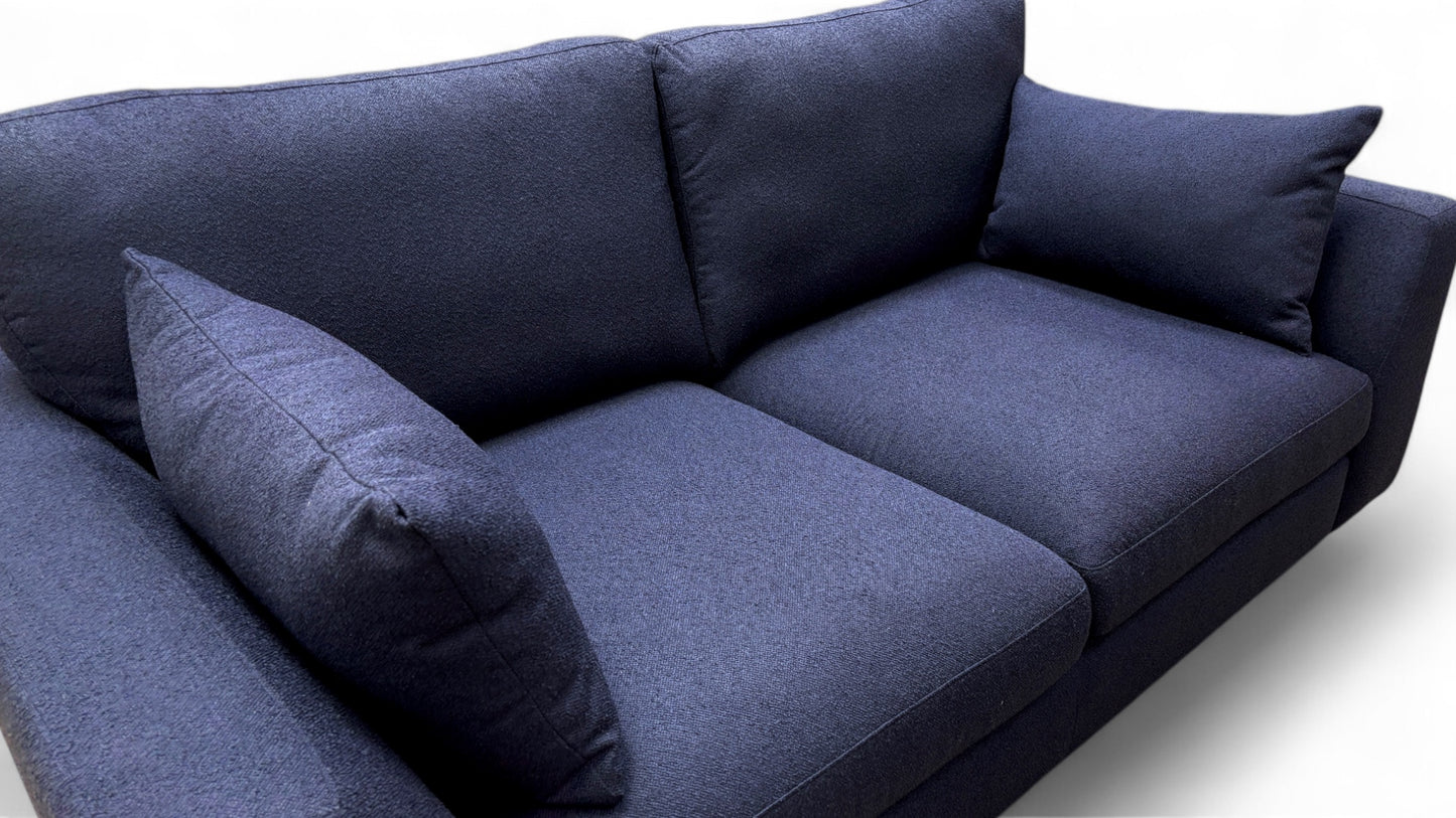 'Calix' Navy Calix Boucle 2 Seater Sofa + Plain Small Footstool